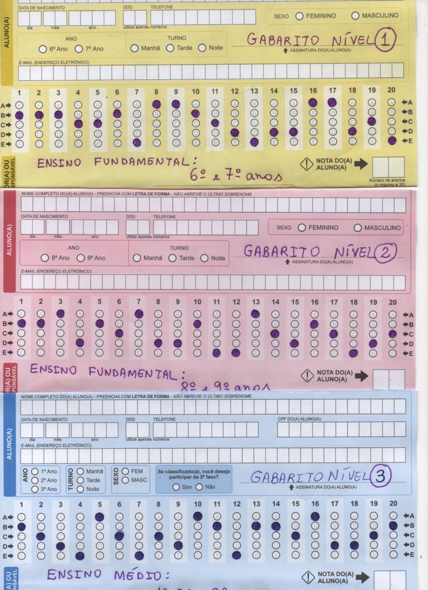 Modelo Gabarito Em Branco