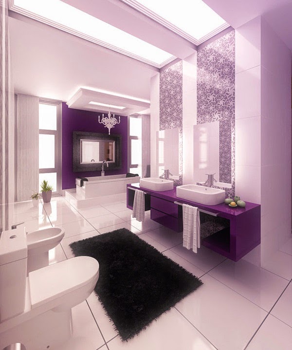 Baño color violeta y negro - Colores en Casa