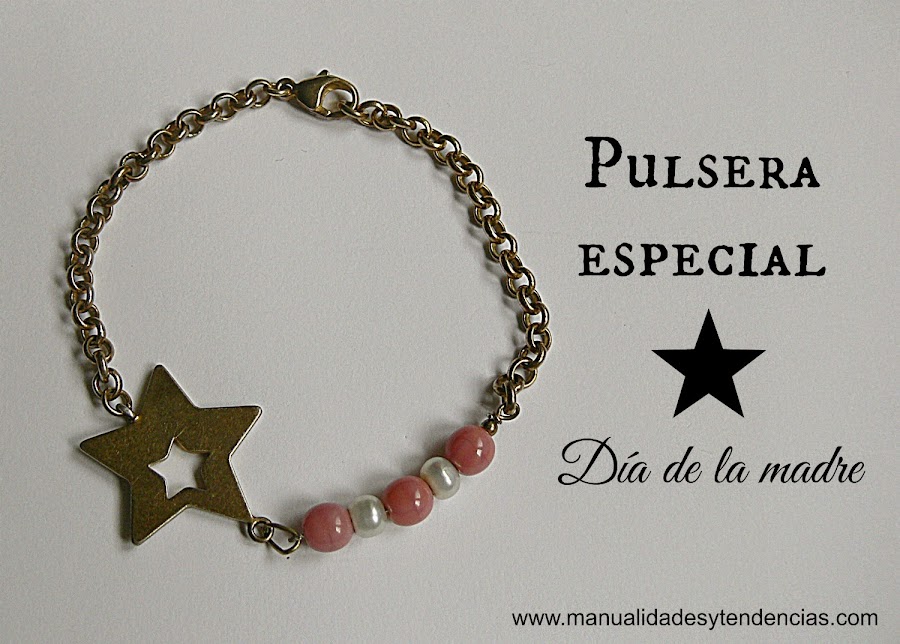 Pulsera hecha a mano con abalorios, cadena y estrella