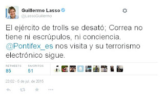 Acusación de Guillermo Lasso a Correa cuenta de twitter de guillermo lasso