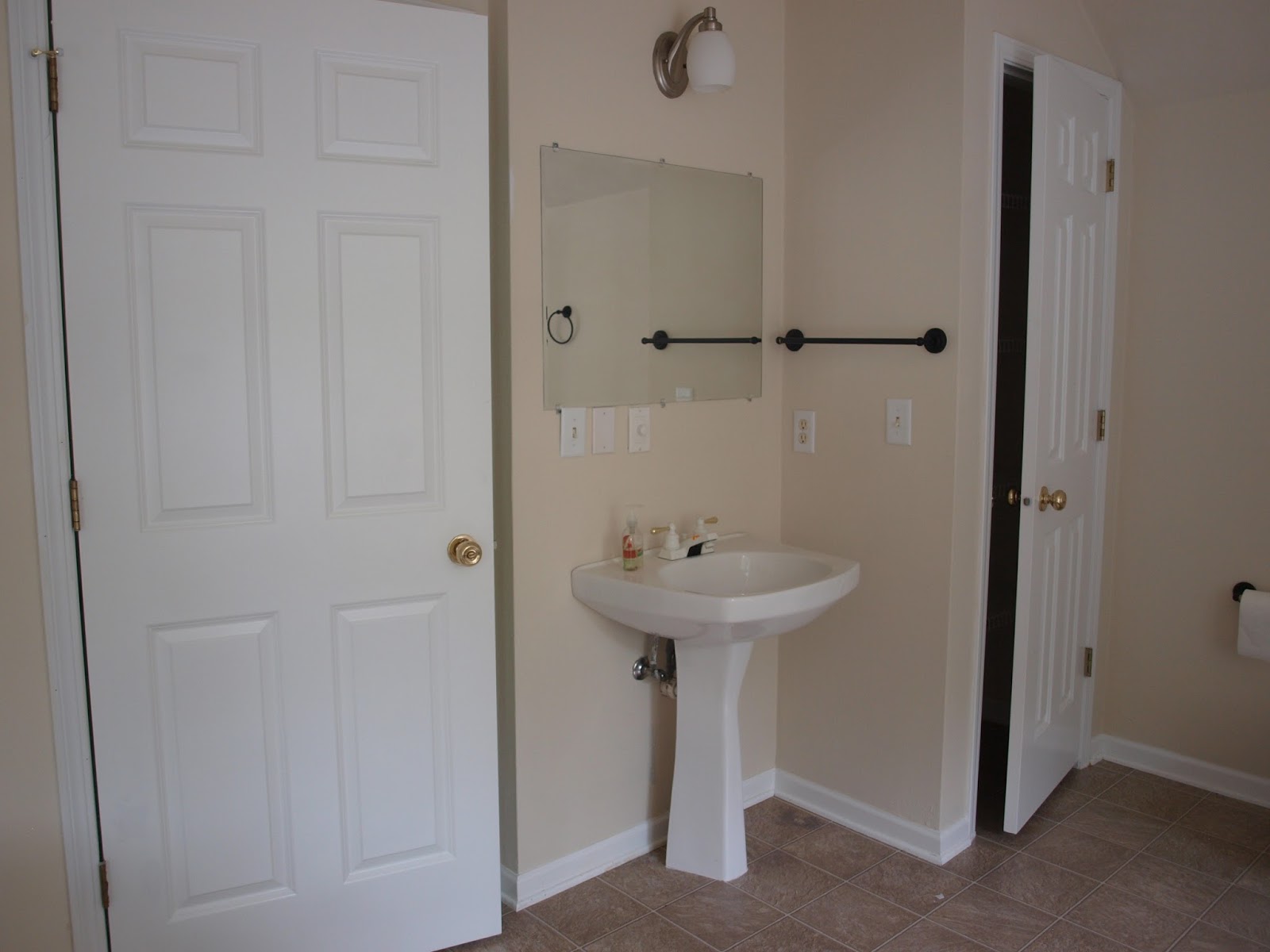 Before Master Bathroom in Chicagoland fixer upper by Hello Lovely Studio