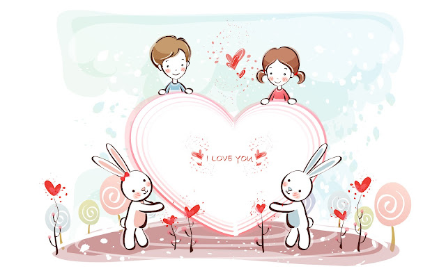 valentine s day wallpapers,love couple,bunnies,drawing