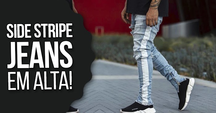 Listra Lateral CalÃ§a Jeans Com Listra Jeans Masculina CalÃ§a Com