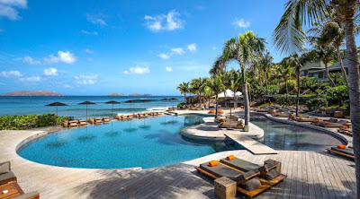 Piscine de l'hôtel Guanahani/Séjour Saint Barth Hotel 4 étoiles.