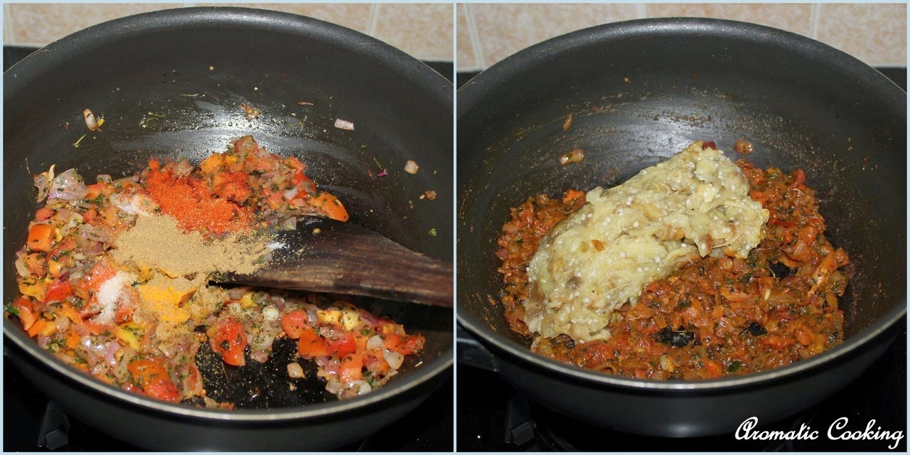 Aromatic Cooking Eggplant And Paneer Curry