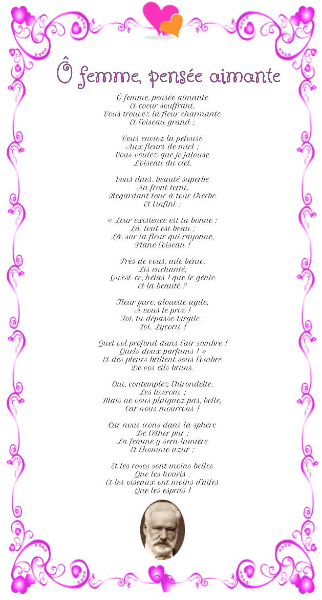 Ô femme, pensée aimante Victor Hugo Poèmes & Poésies Ô femme, pensée aimante Victor Hugo Poèmes & Poésies