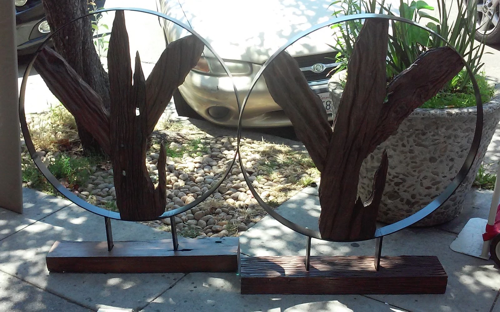 UHURU FURNITURE & COLLECTIBLES SOLD 40" Tall Driftwood and Iron Art
