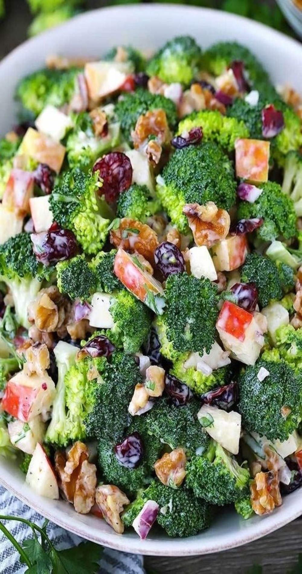 Broccoli Salad with Apples, Walnuts, and Cranberries