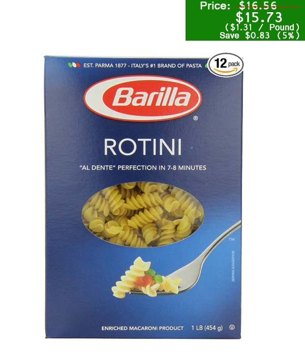 Barilla Pasta, Rotini, 16 Ounce (Pack of 12) Easy Buy