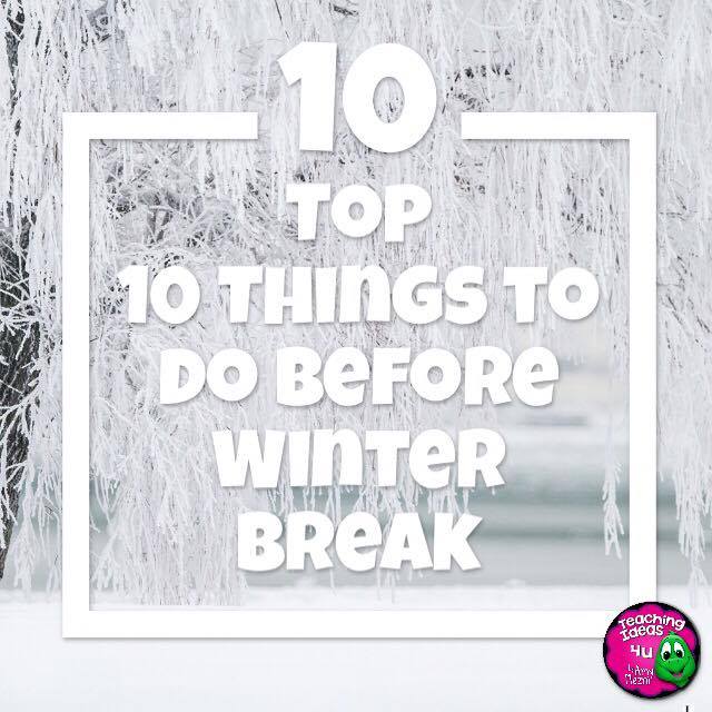 Top 10 Things To Do Before Winter Break - Post discusses 10 things teachers should to do so they can have a work-free break! Free downloadable checklist in post. Top 10 Things To Do Before Winter Break - Post discusses 10 things teachers should to do so they can have a work-free break! Free downloadable checklist in post.