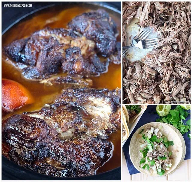 Fall-apart-tender pork shoulder cooked in the crock-pot. This super easy recipe takes less than 10 minutes to prep and can be cooked in as little as 4-5 hours on the high setting.