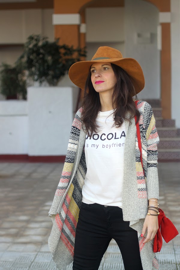Ethnic Cardigan, Jeans and Hat