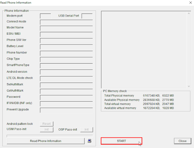 iniciar el flasheo del firmware lg