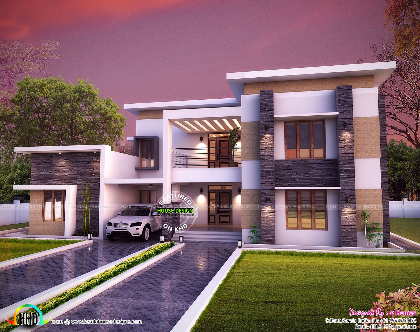 3654 sq-ft flat roof house plan - Kerala home design and floor plans