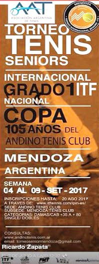ITF SENIORS G1 COPA ANDINO TENIS CLUB 105 AÑOS- 04 AL 09 DE SETIEMBRE