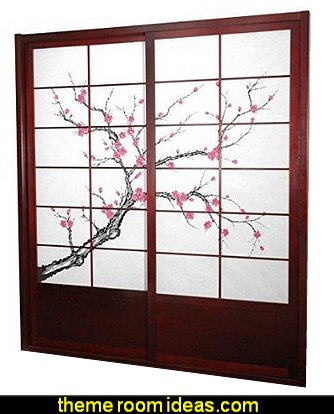 7 ft. Tall Cherry Blossom Shoji Sliding Door Kit - Rosewood