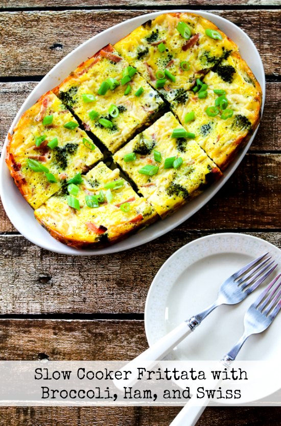 Slow Cooker Frittata with Broccoli, Ham, and Swiss