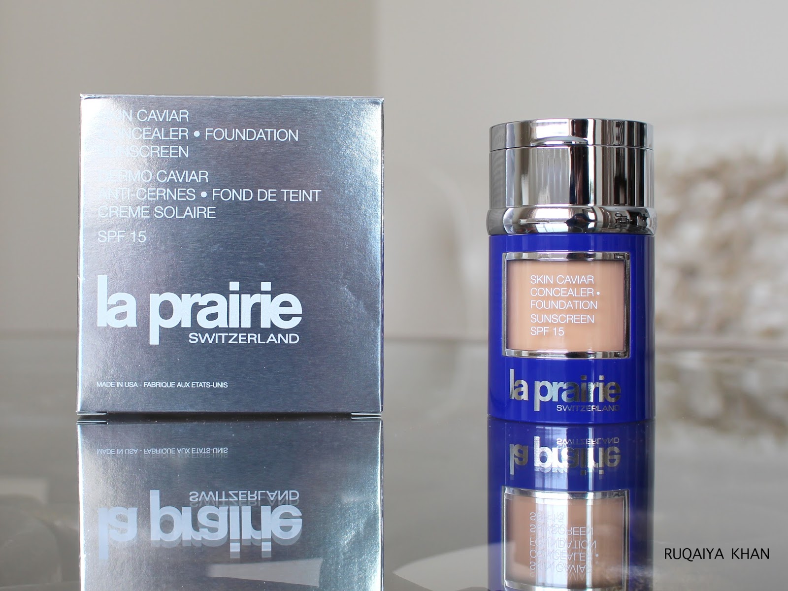 sej Godkendelse pude Ruqaiya Khan: LA PRAIRIE Skin Caviar Concealer Foundation SPF 15 in Honey  Beige Review and Swatches