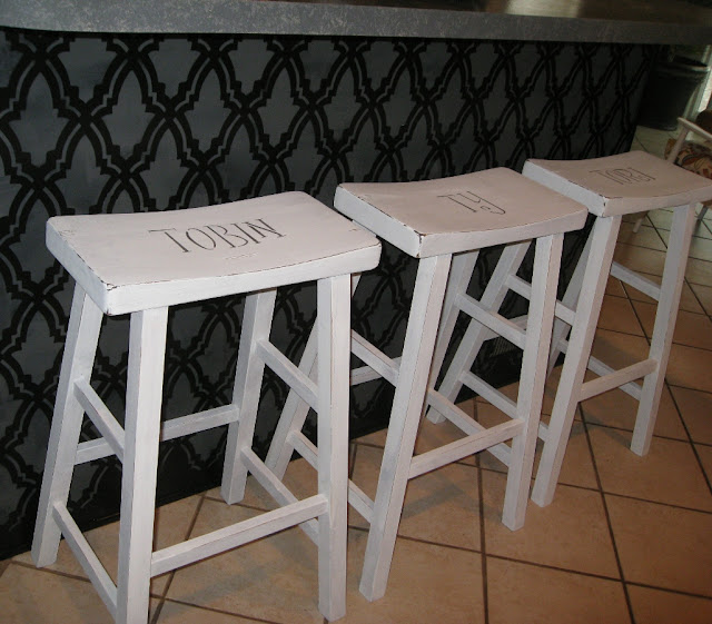 Kammy's Korner Barstools distressed and personalized
