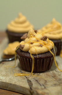 Chocolate Peanut Butter Cupcakes from Behind the Blonde