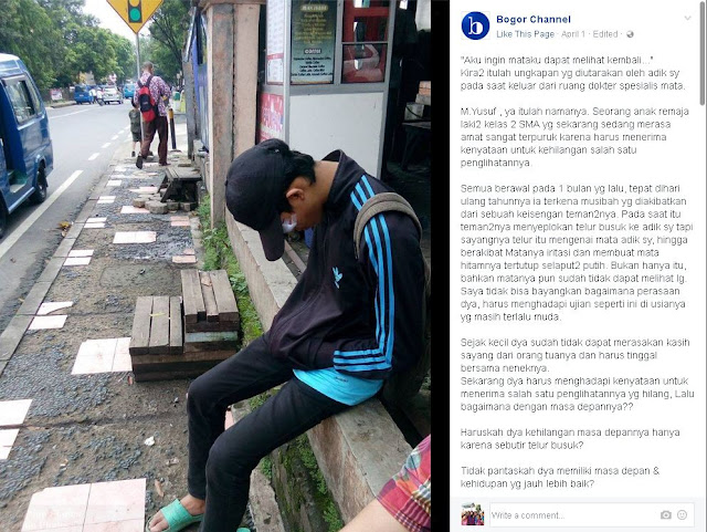 Yusuf Korban Perayaan Ulang Tahun NGAWUR, Butuh Biaya Rp 50 Juta untuk Cangkok Matanya Yusuf Korban Perayaan Ulang Tahun NGAWUR, Butuh Biaya Rp 50 Juta untuk Cangkok Matanya