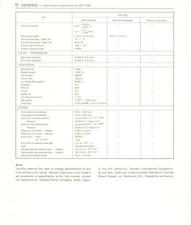 Maintenance specifications Yamaha RD125