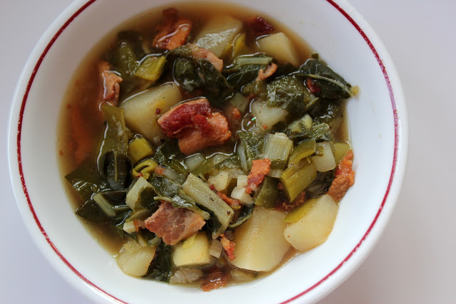 Try our better-for-you potato and bacon soup. It's loaded with green stuff -- and flavor!