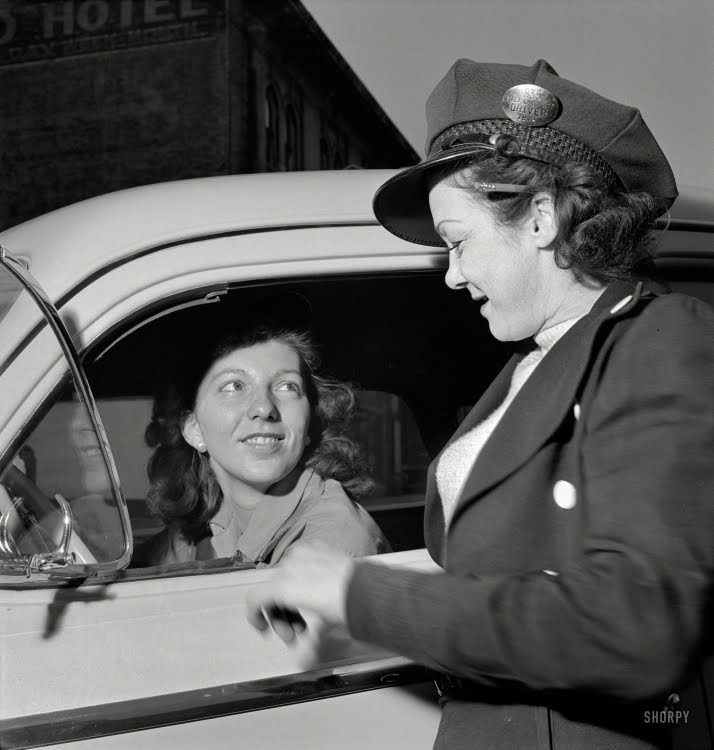 November 1942. Salt Lake City, Utah. Training women to operate buses and taxicabs