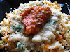 Cannellini Bean Sauce and Herbed Tomato Sauce Over Carrot Rice