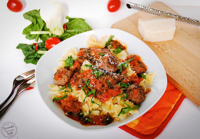 KarambaKarina&amp;#39;s Welt: Farfalle mit Spinat-Tomatensoße und kleinen ...