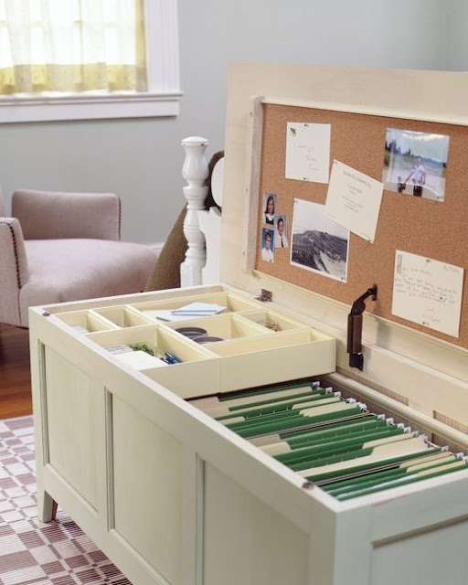 Turn a chest or bench into an elaborate filing cabinet