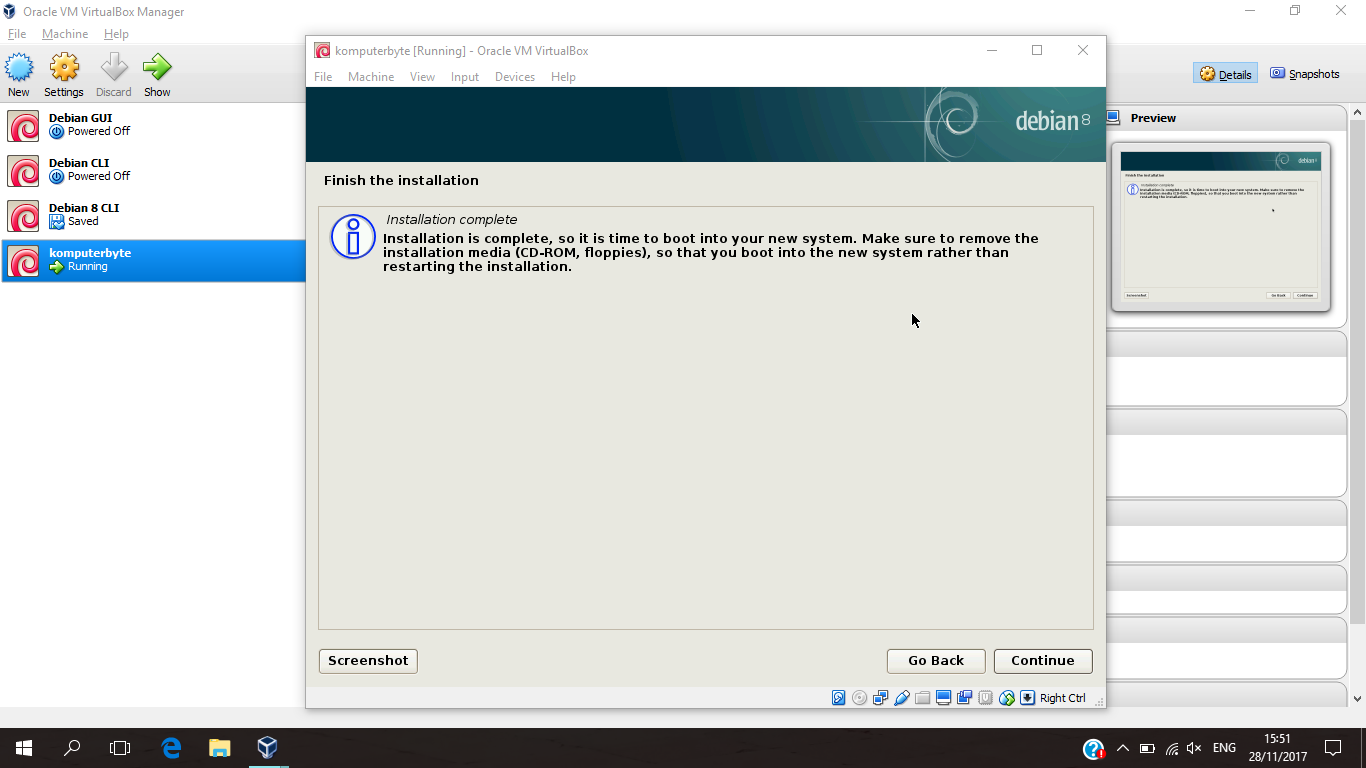 Установка debian 8