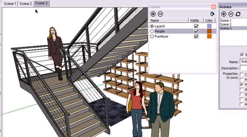 Скетчап сцены. Анимация скетчап. видеоурок по sketchup. sketchup animation. sketchup for dummies.