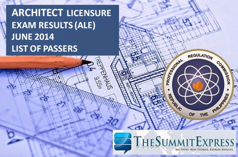 List of passers Architect Licensure Examination Results (June 2014