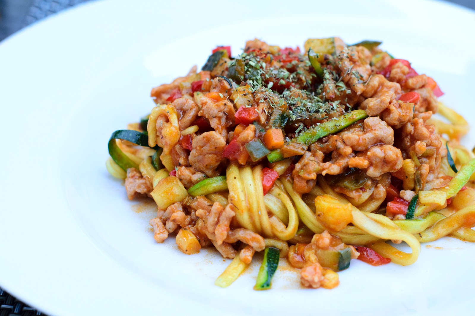 Espaguetis de calabacín a la boloñose