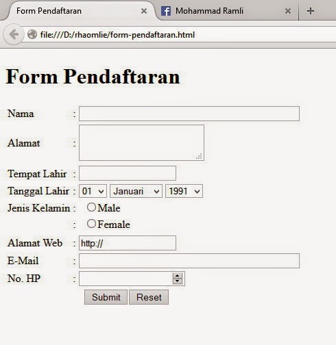 Tutorial Membuat Form Pendaftaran dengan HTML | Mohammad Ramli