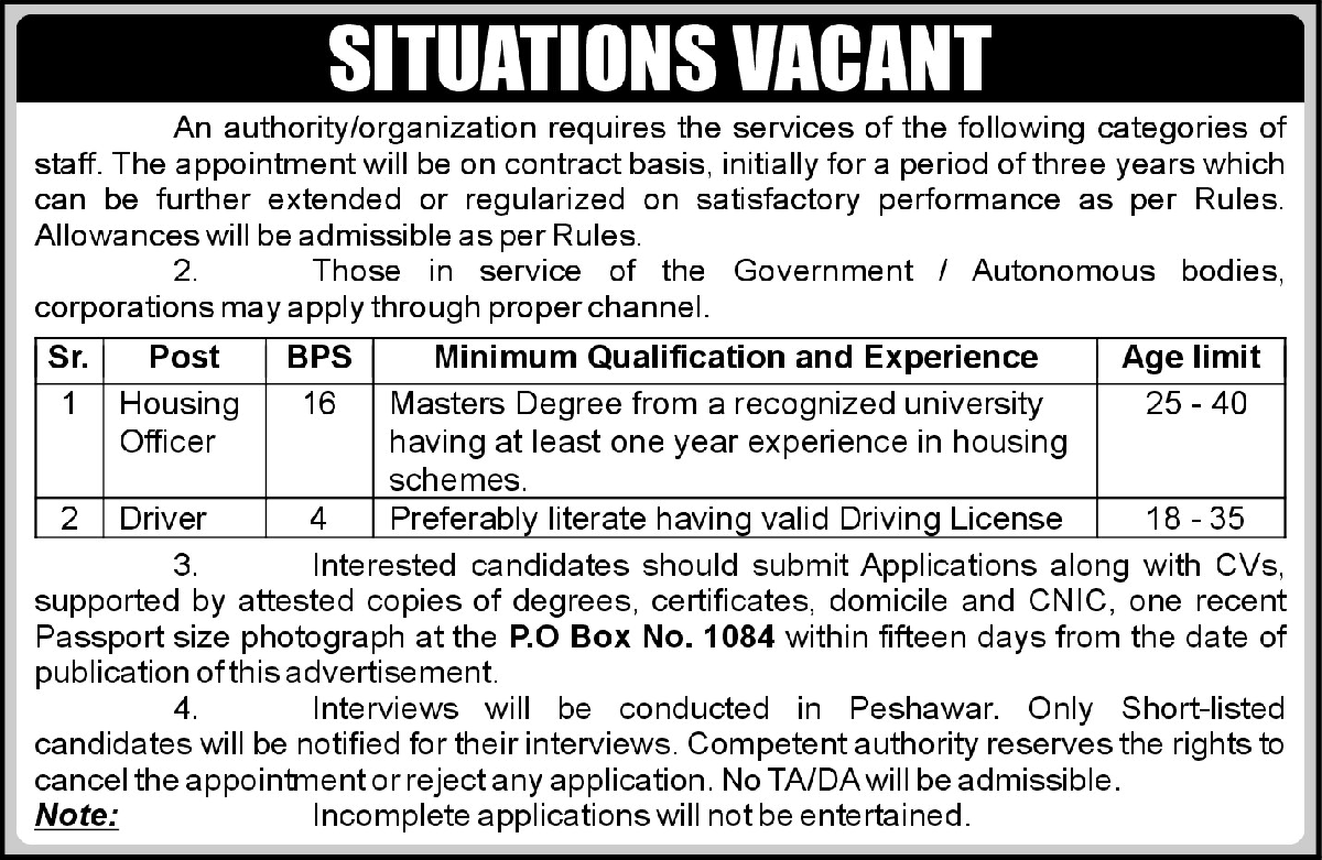 Housing Officer Jobs in Peshawar Organization PK Jobs Opportunities