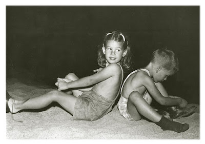 Robin Atkins and Thom Atkins, sister and brother, circa 1947