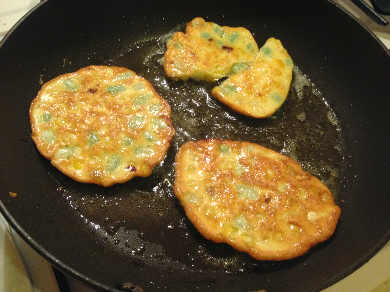 Sweetcorn and Broad Bean Fritters with a Mango, Feta and Cucumber Salad