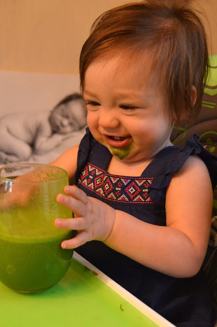 Baby loves green smoothie