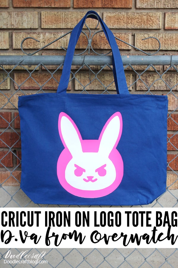Use a Cricut cutting machine, EasyPress and mat to make an Overwatch logo tote bag featuring D.Va's pink bunny.
