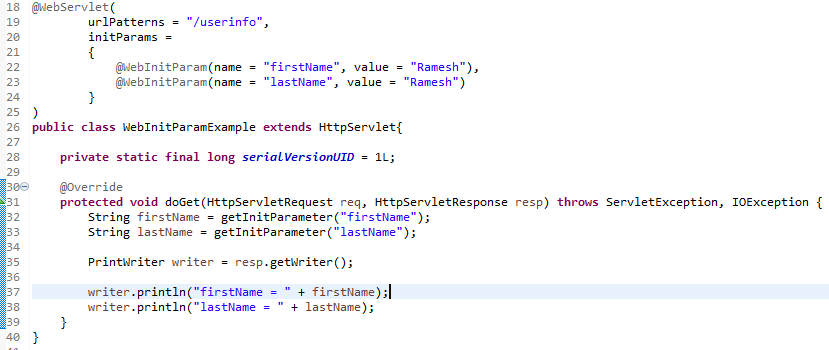@WebInitParam Annotation Example