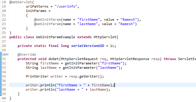 @WebInitParam Annotation Example