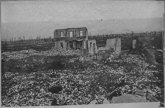 Ammunition depot, on the road near the church Holy Sunday, burned by the Bulgarians during their retreat. Bitola, January 1917