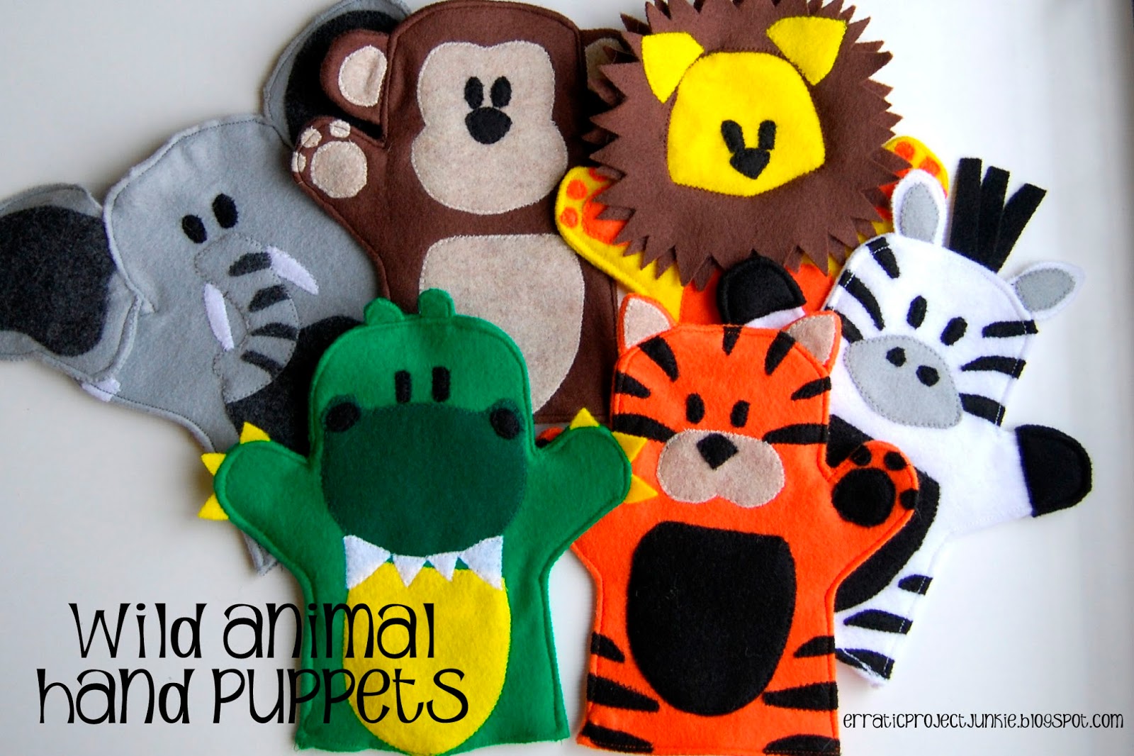 Erratic Project Junkie "W" is for Wild Animal Hand Puppets