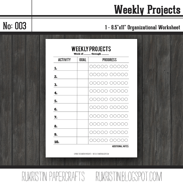 rukristin papercrafts: Free Weekly Projects Printable Worksheet
