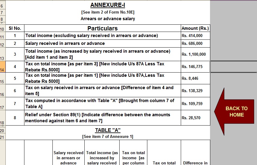 Download Automated Tax Computed Sheet HRA Calculation Arrears 