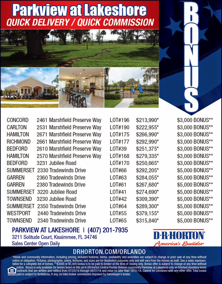 DR Horton's Orlando Inventory Homes HUGE Bonus + Rebate!