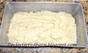 Eclectic Red Barn: Almond Pudding Loaf in loaf pan