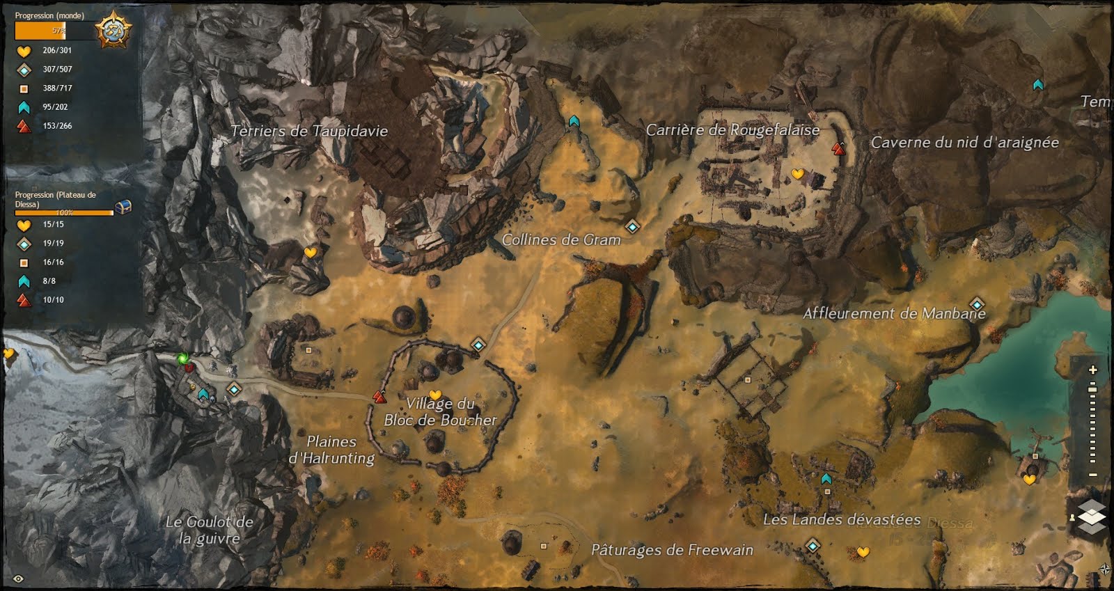 Découvre Guild Wars II Cartographie plateau de Diessa Zone 15 à 25